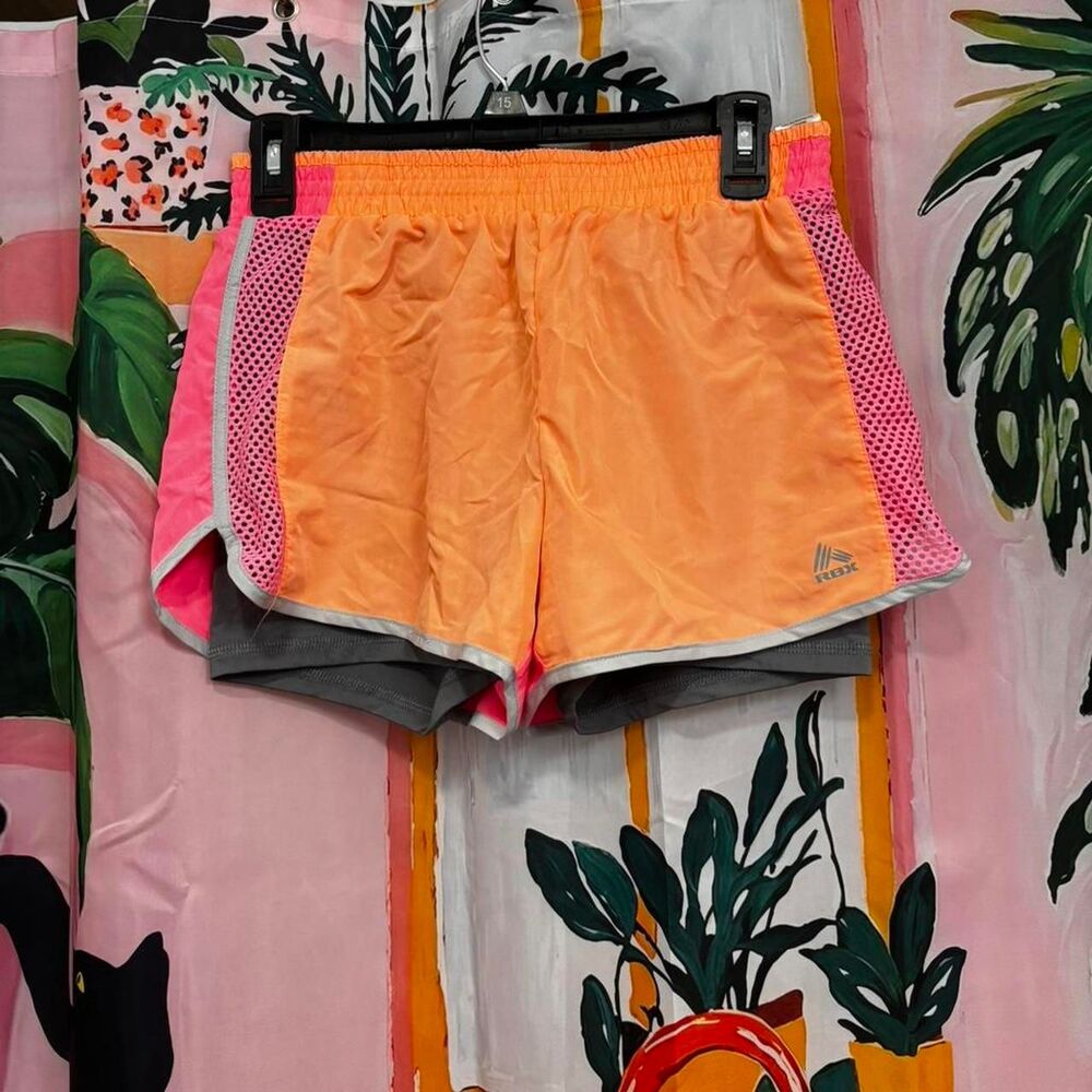 Rbx Women's orange & pink shorts with drawstring